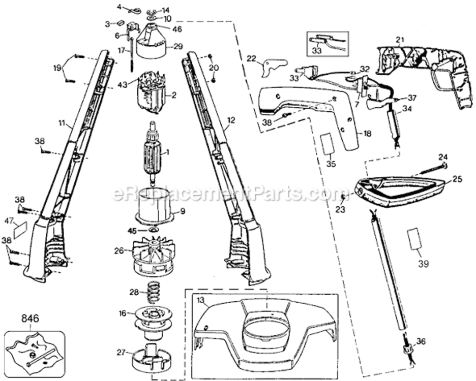 Page A Diagram and Parts List for ST300 Type 1 Black and Decker Trimmer
